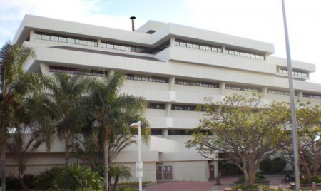 Chimney erected on the roof of the Orange County Hall of Administration